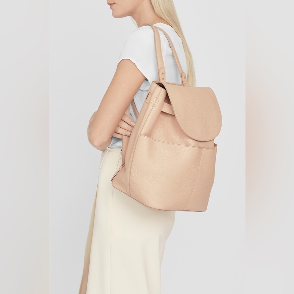 CUYANA Pebbled Leather Backpack in Blush